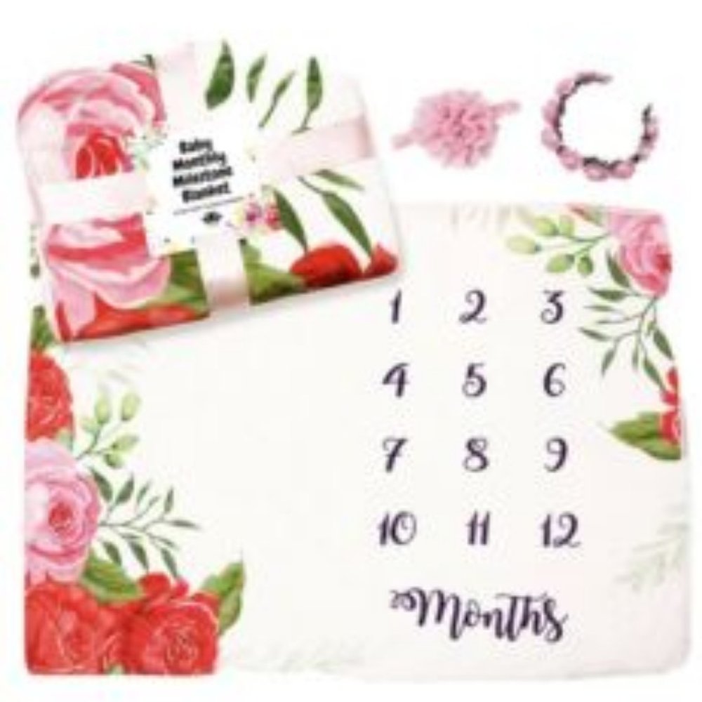 Baby Milestone Blanket NEW Floral Girl 38 X 50